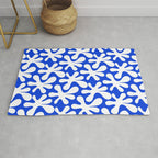 Bold Blue and White Funky Amoeba Dance Pattern Rug Gallery Image 1