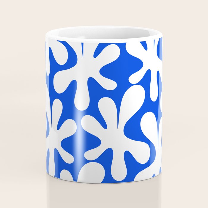 Bold Blue and White Funky Amoeba Dance Pattern Coffee Mug Gallery Image 4