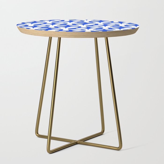 Bold Blue and White Funky Amoeba Dance Pattern Side Table Gallery Image 1