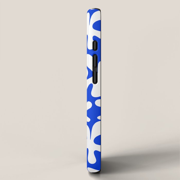Bold Blue and White Funky Amoeba Dance Pattern iPhone Case Gallery Image 2