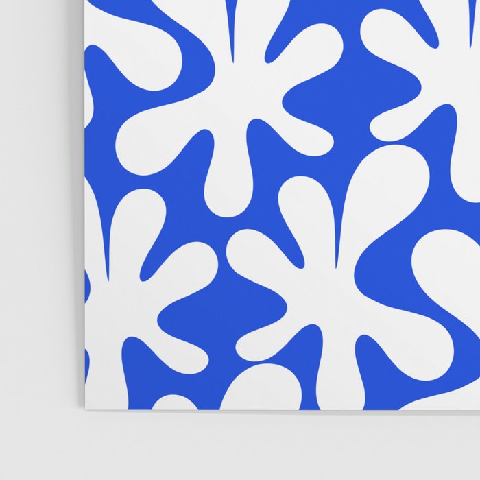 Bold Blue and White Funky Amoeba Dance Pattern Poster Gallery Image 3