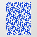 Bold Blue and White Funky Amoeba Dance Pattern Poster Gallery Image 4