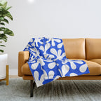 Bold Blue and White Funky Amoeba Dance Pattern Throw Blanket Gallery Image 1