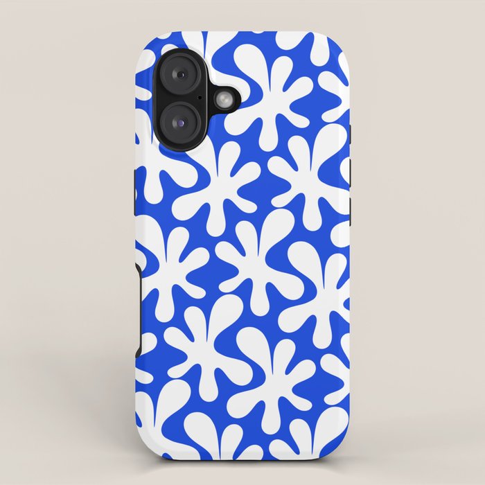 Bold Blue and White Funky Amoeba Dance Pattern iPhone Case Gallery Image 1
