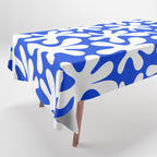 Bold Blue and White Funky Amoeba Dance Pattern Tablecloth Gallery Image 1