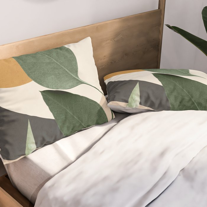 Abstract Art Tropical Leaves 8 Pillow Sham Gallery Image 2