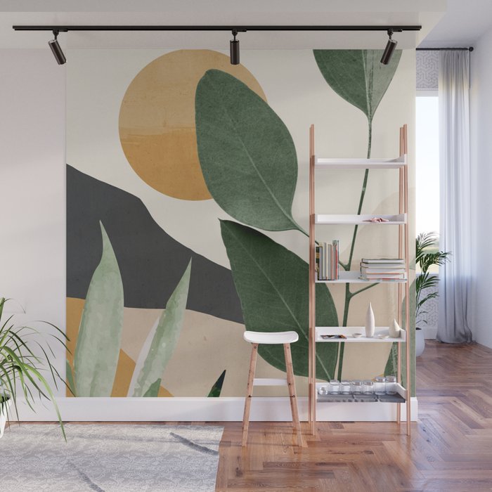 Abstract Art Tropical Leaves 8 Wall Mural Gallery Image 1