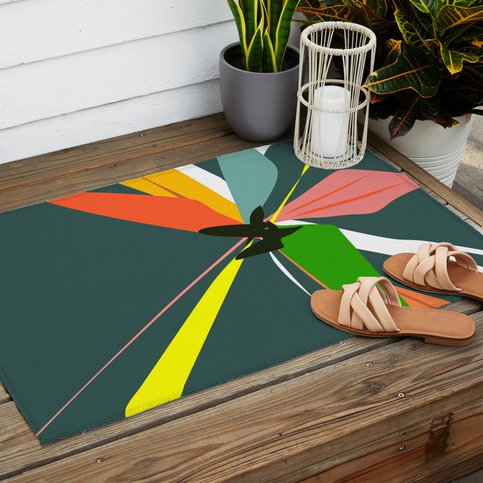 Abstract Floral 03D Outdoor Rug Gallery Image 2