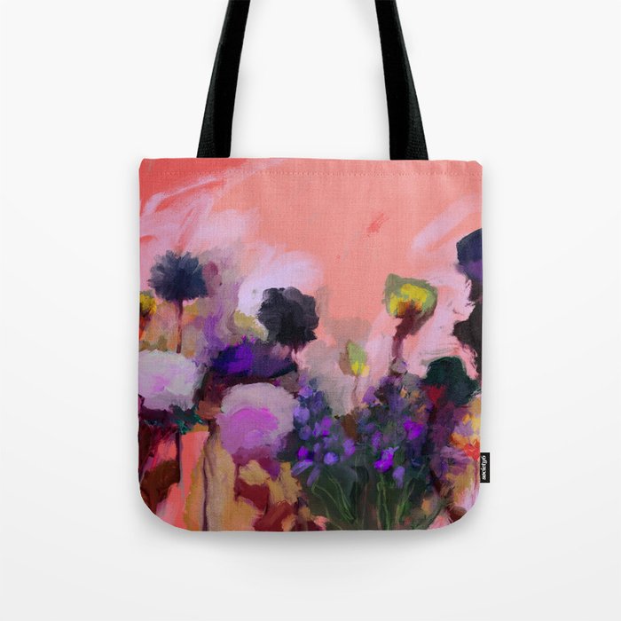 floral pink abstract Tote Bag Gallery Image 1