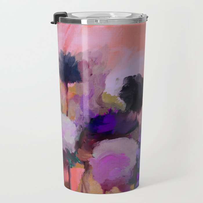 floral pink abstract Travel Mug Gallery Image 3