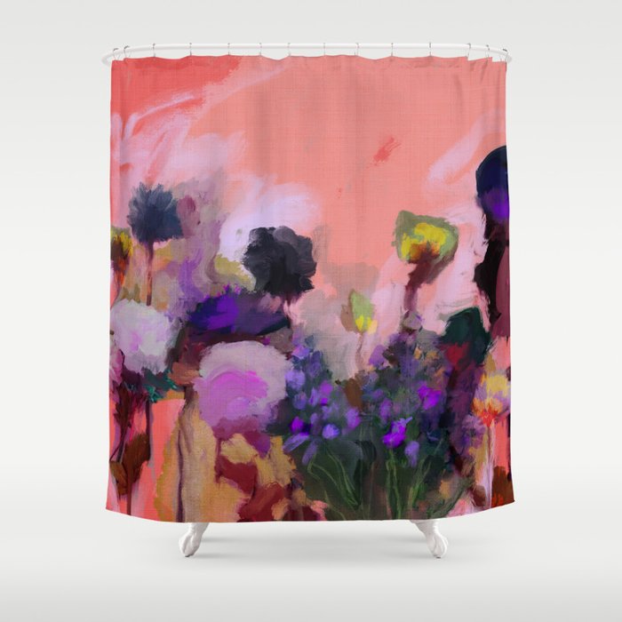 floral pink abstract Shower Curtain Gallery Image 1