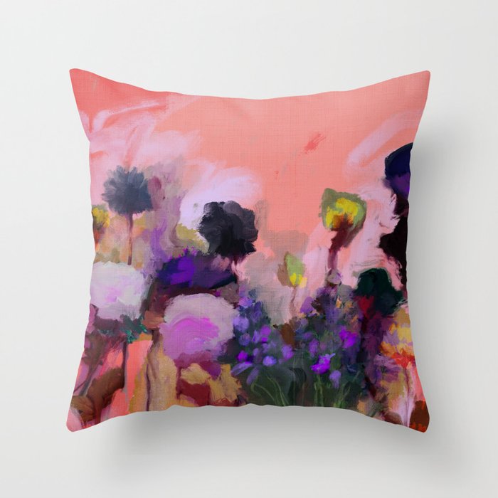floral pink abstract Throw Pillow Gallery Image 6