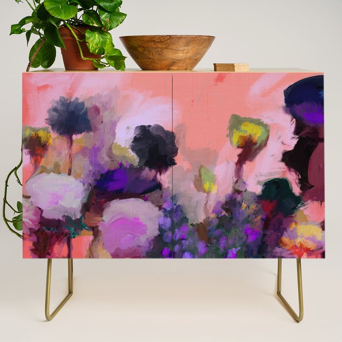 floral pink abstract Credenza Gallery Image 1