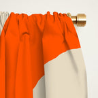 Mid Century Modern Abstract Retro Piquet Pattern in Blue and Orange Window Curtain Gallery Image 2