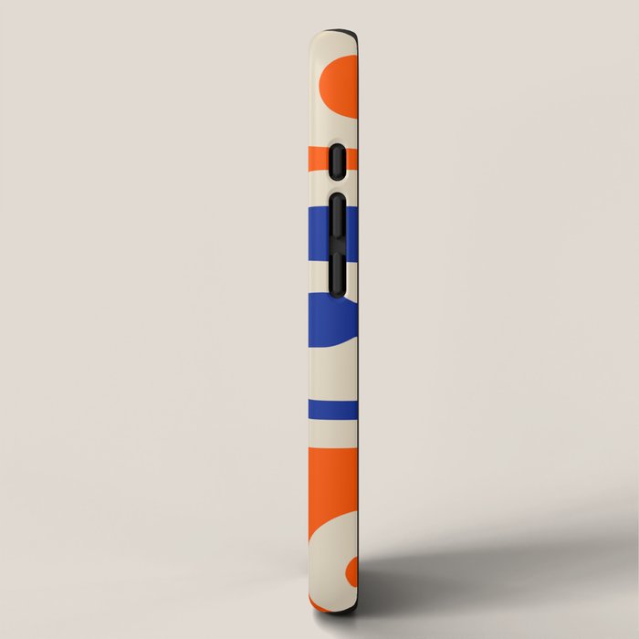 Mid Century Modern Abstract Retro Piquet Pattern in Blue and Orange iPhone Case Gallery Image 2