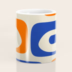 Mid Century Modern Abstract Retro Piquet Pattern in Blue and Orange Coffee Mug Gallery Image 4