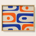 Mid Century Modern Abstract Retro Piquet Pattern in Blue and Orange Serving Tray Gallery Image 1