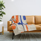 Mid Century Modern Abstract Retro Piquet Pattern in Blue and Orange Throw Blanket Gallery Image 1