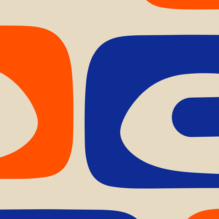 Mid Century Modern Abstract Retro Piquet Pattern in Blue and Orange Coffee Mug Gallery Image 2