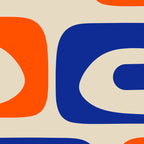 Mid Century Modern Abstract Retro Piquet Pattern in Blue and Orange Coffee Mug Gallery Image 2