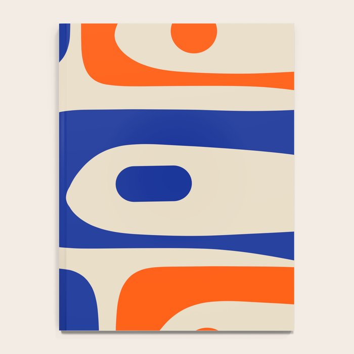 Mid Century Modern Abstract Retro Piquet Pattern in Blue and Orange Notebook Gallery Image 4