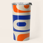Mid Century Modern Abstract Retro Piquet Pattern in Blue and Orange Travel Mug Gallery Image 2