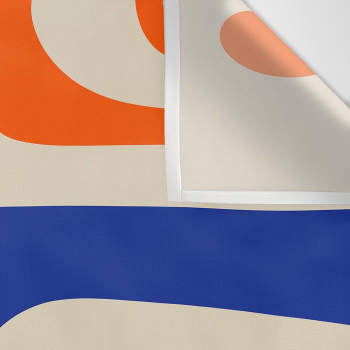 Mid Century Modern Abstract Retro Piquet Pattern in Blue and Orange Wall Tapestry Gallery Image 3