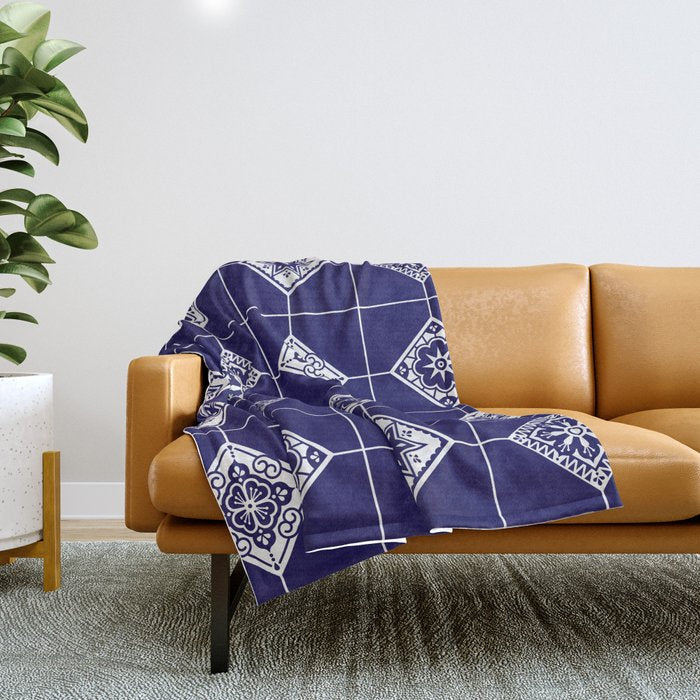 Talavera Mexican Tile - Porcelain Palette Throw Blanket Gallery Image 1
