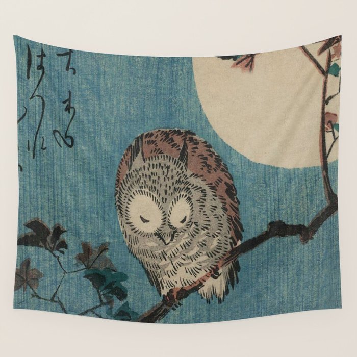 Vintage Japanese Owl Wall Tapestry Gallery Image 1
