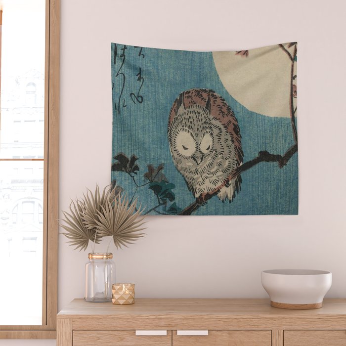 Vintage Japanese Owl Wall Tapestry Gallery Image 2