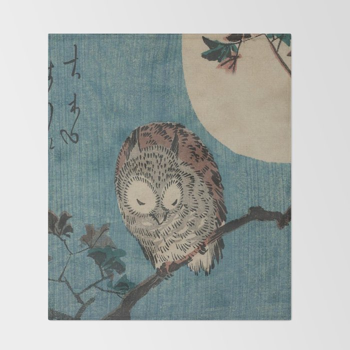 Vintage Japanese Owl Throw Blanket Gallery Image 2