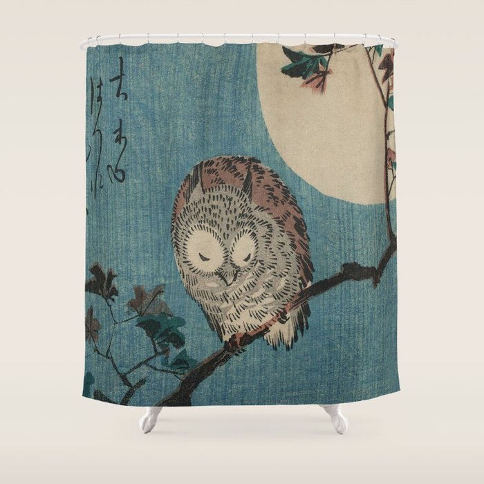Vintage Japanese Owl Shower Curtain Gallery Image 1