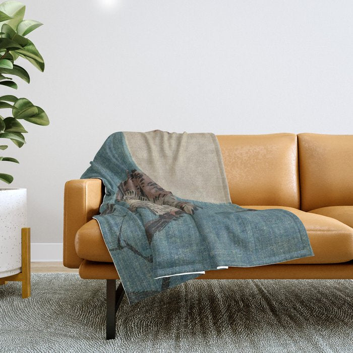 Vintage Japanese Owl Throw Blanket Gallery Image 1