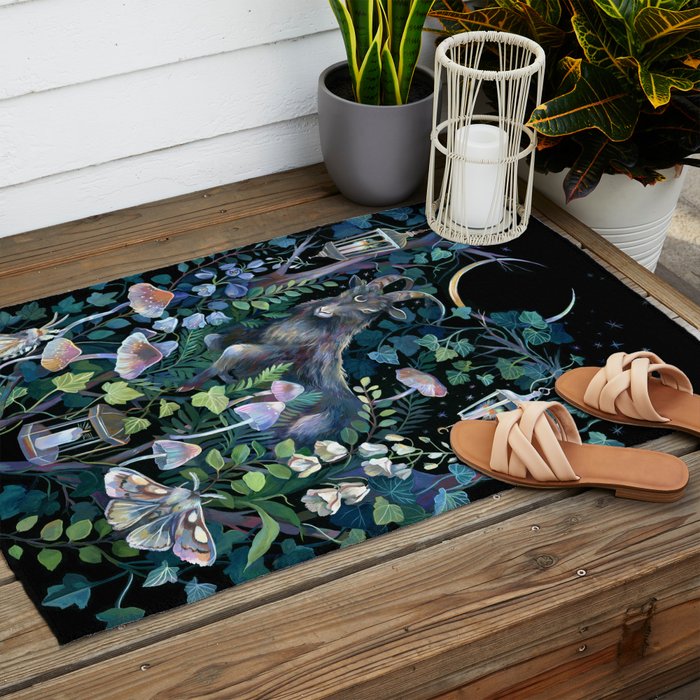 Black Goat Moon Garden Outdoor Rug Gallery Image 2