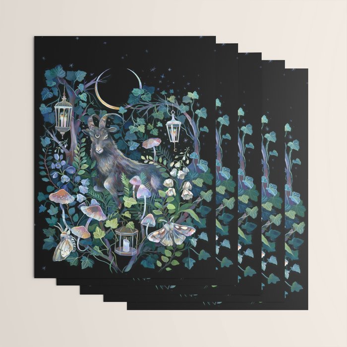 Black Goat Moon Garden Wrapping Paper Gallery Image 3