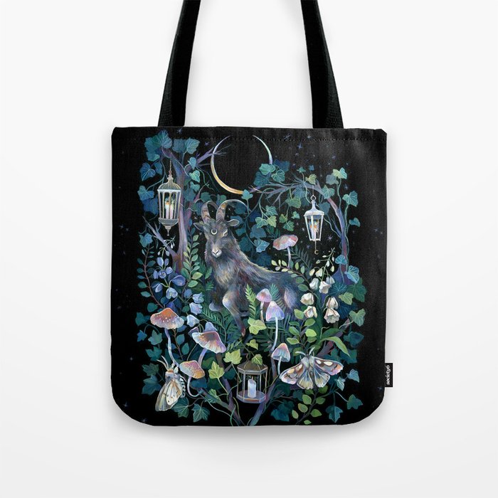 Black Goat Moon Garden Tote Bag Gallery Image 1