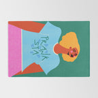 Floral Pranksta - Bold Black Woman Illustration in Graphic Tee Rug Gallery Image 2