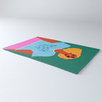 Floral Pranksta - Bold Black Woman Illustration in Graphic Tee Rug Gallery Image 3