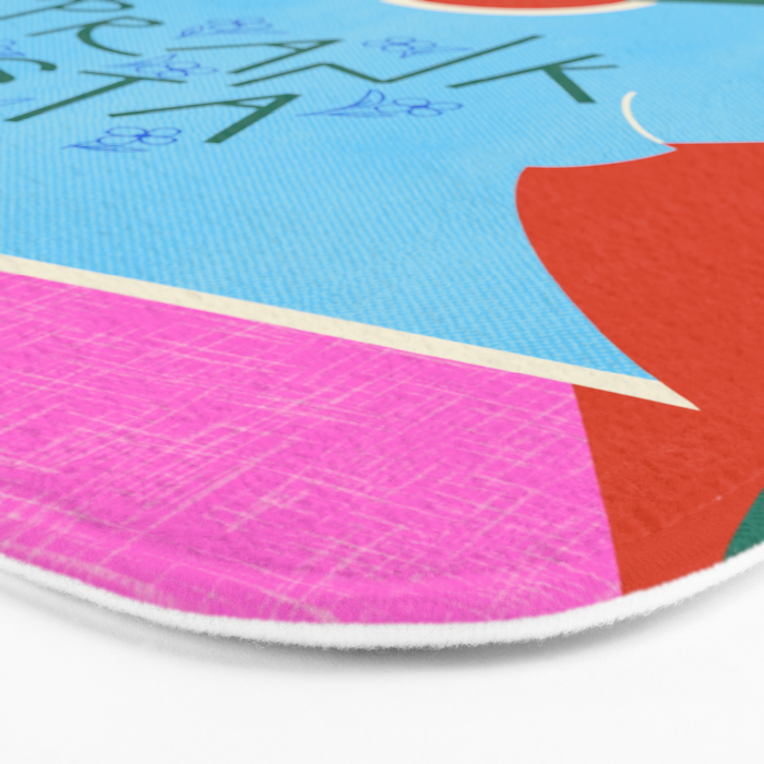 Floral Pranksta - Bold Black Woman Illustration in Graphic Tee Bath Mat Gallery Image 3