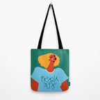 Floral Pranksta - Bold Black Woman Illustration in Graphic Tee Tote Bag Gallery Image 2