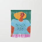 Floral Pranksta - Bold Black Woman Illustration in Graphic Tee Wall Hanging Gallery Image 1