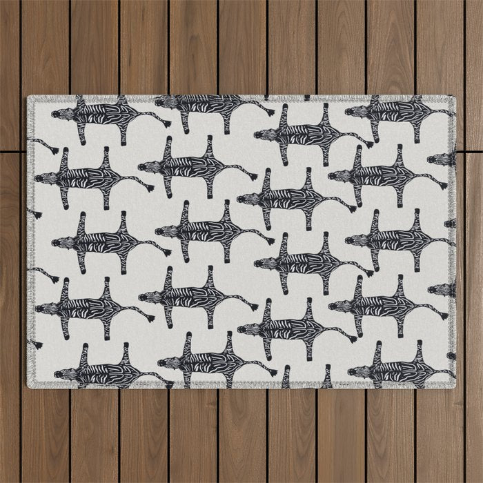 Abstract modern minimalistic zebras pattern  Outdoor Rug Gallery Image 1