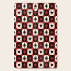 Mid Century Modern Atomic Stars Retro Checkered Starburst Pattern in Black Cream Red Cutting Board Gallery Image 1