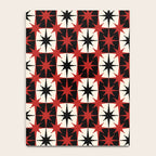 Mid Century Modern Atomic Stars Retro Checkered Starburst Pattern in Black Cream Red Notebook Gallery Image 4