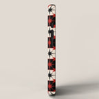 Mid Century Modern Atomic Stars Retro Checkered Starburst Pattern in Black Cream Red iPhone Case Gallery Image 2
