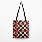 Mid Century Modern Atomic Stars Retro Checkered Starburst Pattern in Black Cream Red Tote Bag Gallery Image 2