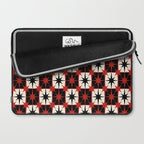 Mid Century Modern Atomic Stars Retro Checkered Starburst Pattern in Black Cream Red Laptop Sleeve Gallery Image 2