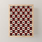 Mid Century Modern Atomic Stars Retro Checkered Starburst Pattern in Black Cream Red Mini Art Print Gallery Image 1