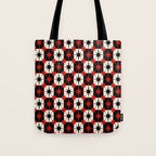 Mid Century Modern Atomic Stars Retro Checkered Starburst Pattern in Black Cream Red Tote Bag Gallery Image 1