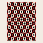 Mid Century Modern Atomic Stars Retro Checkered Starburst Pattern in Black Cream Red Poster Gallery Image 4